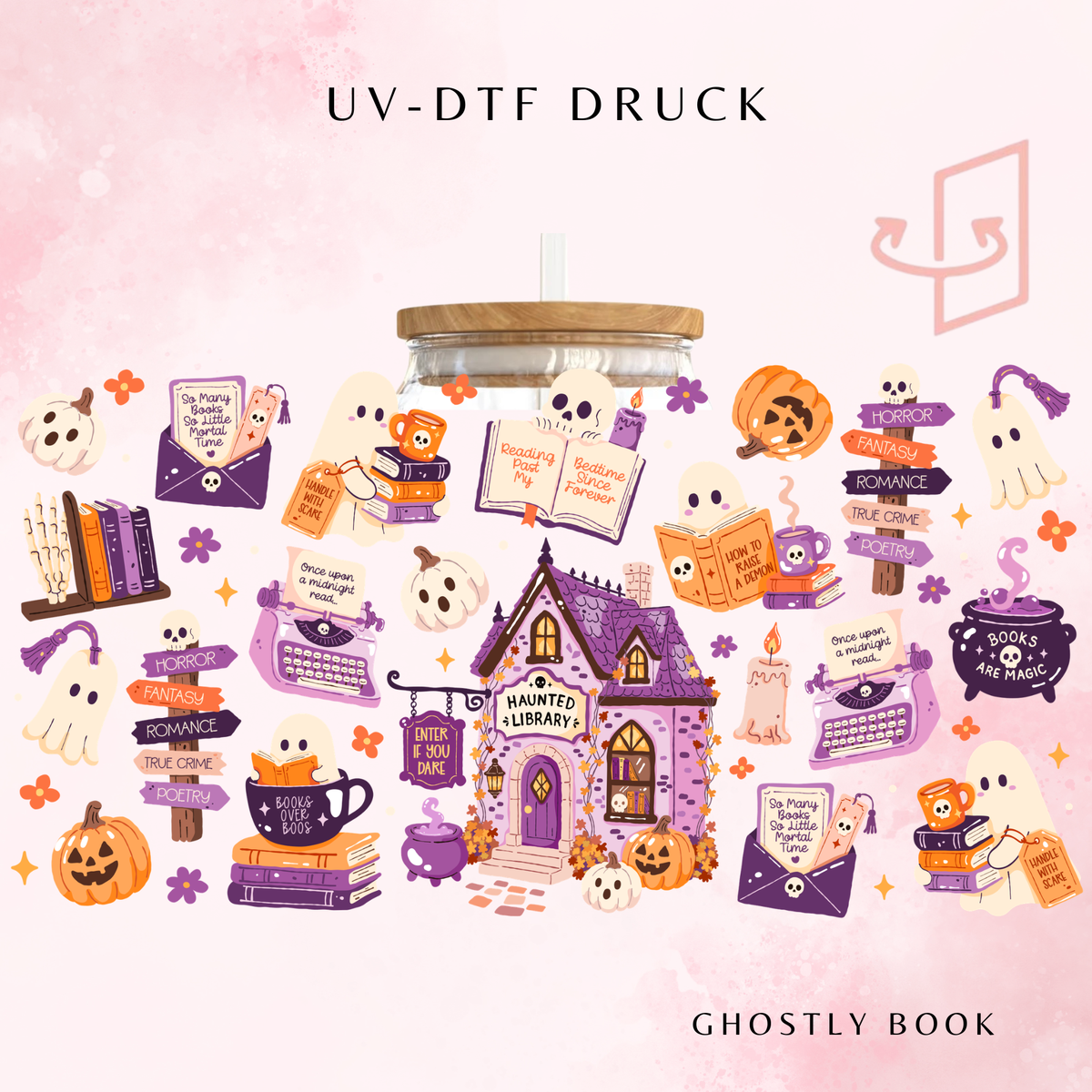 Ghostly Book Trinkglas | 16 oz