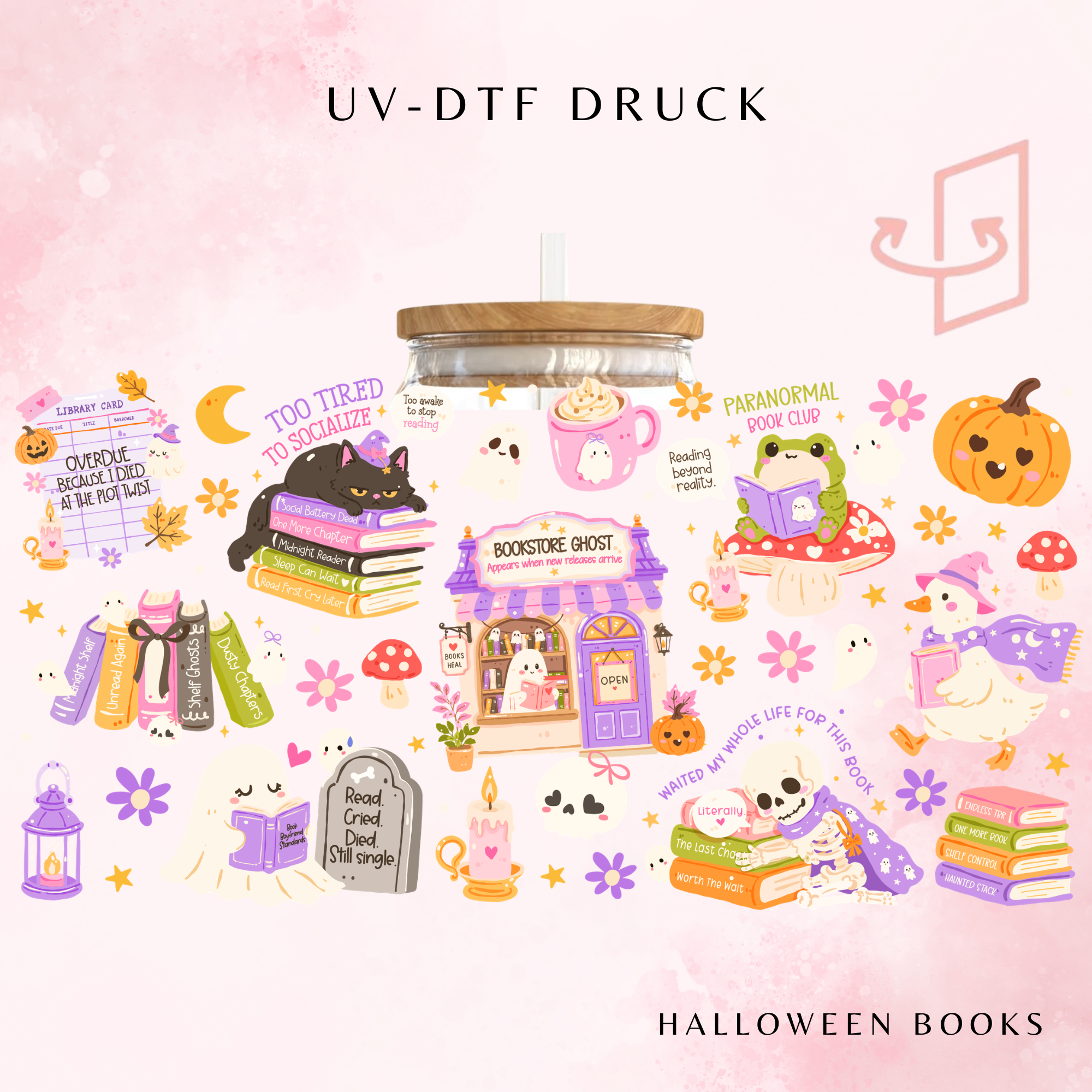 Halloween Books Trinkglas | 16 oz