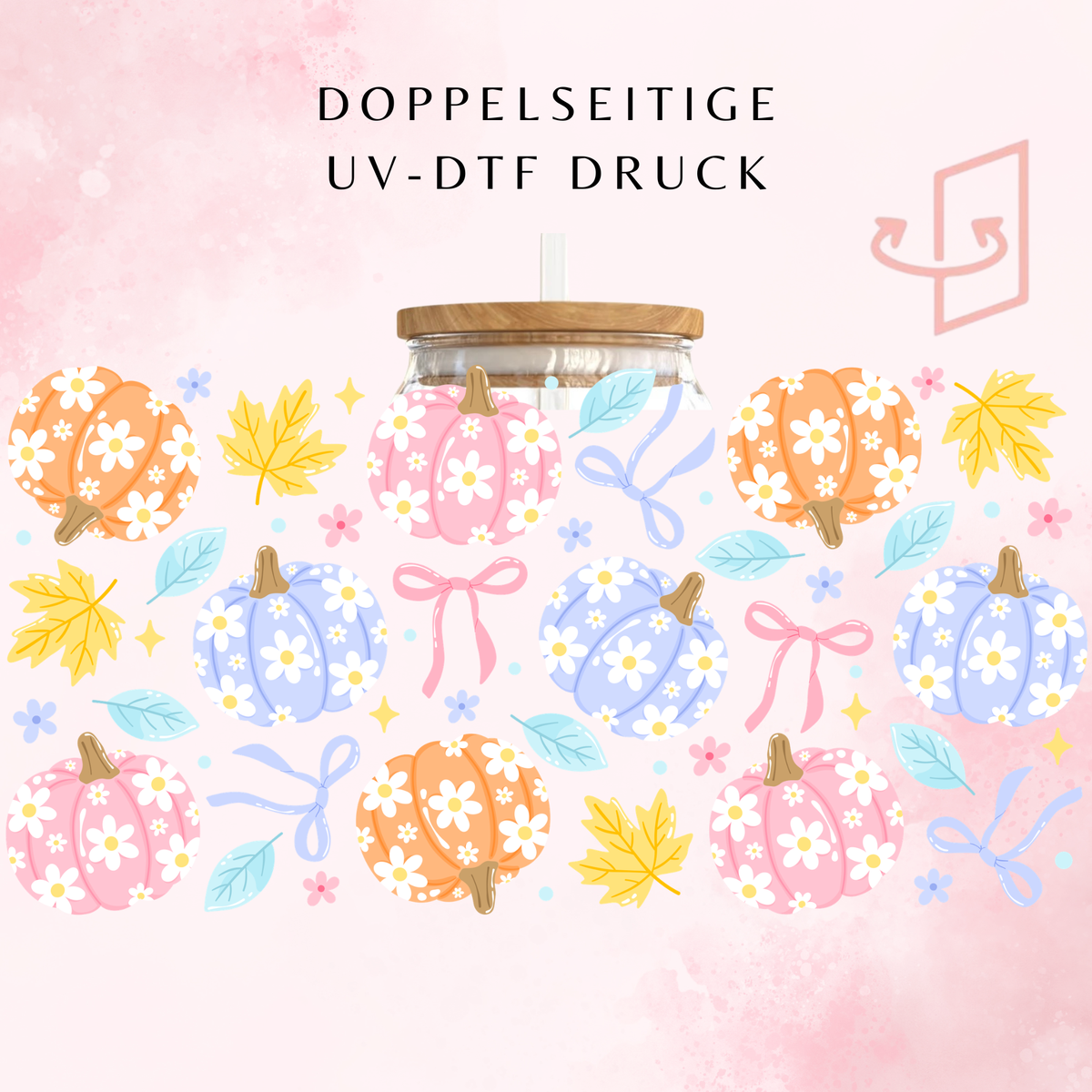 Bunte Kürbisse Trinkglas | 16 oz