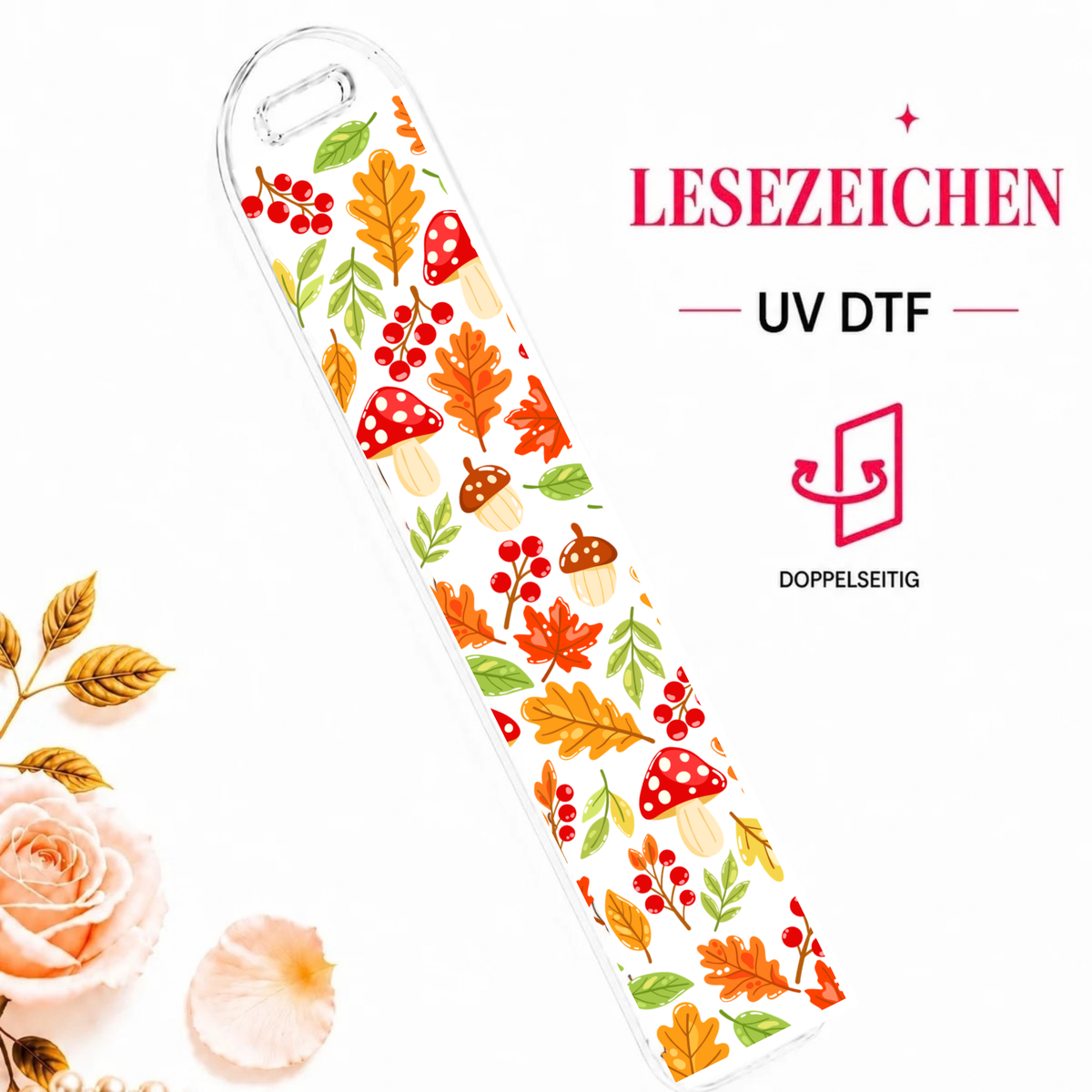 Bunte Herbstblätter Bookmark - UV-DTF