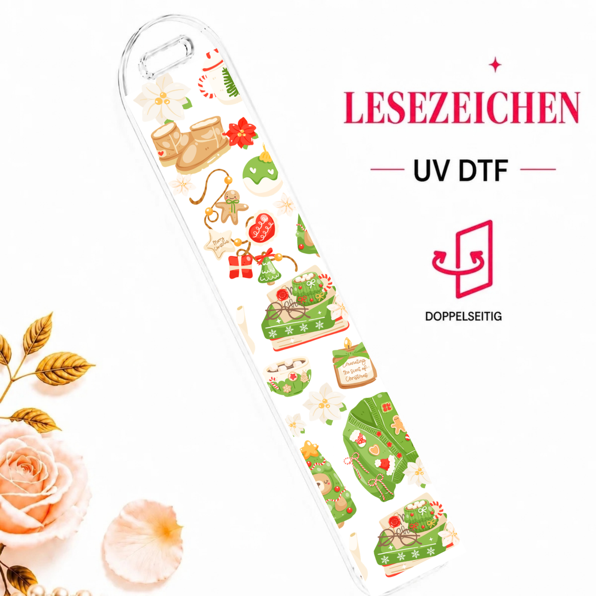 Cozy Green Christmas Bookmark - UV-DTF