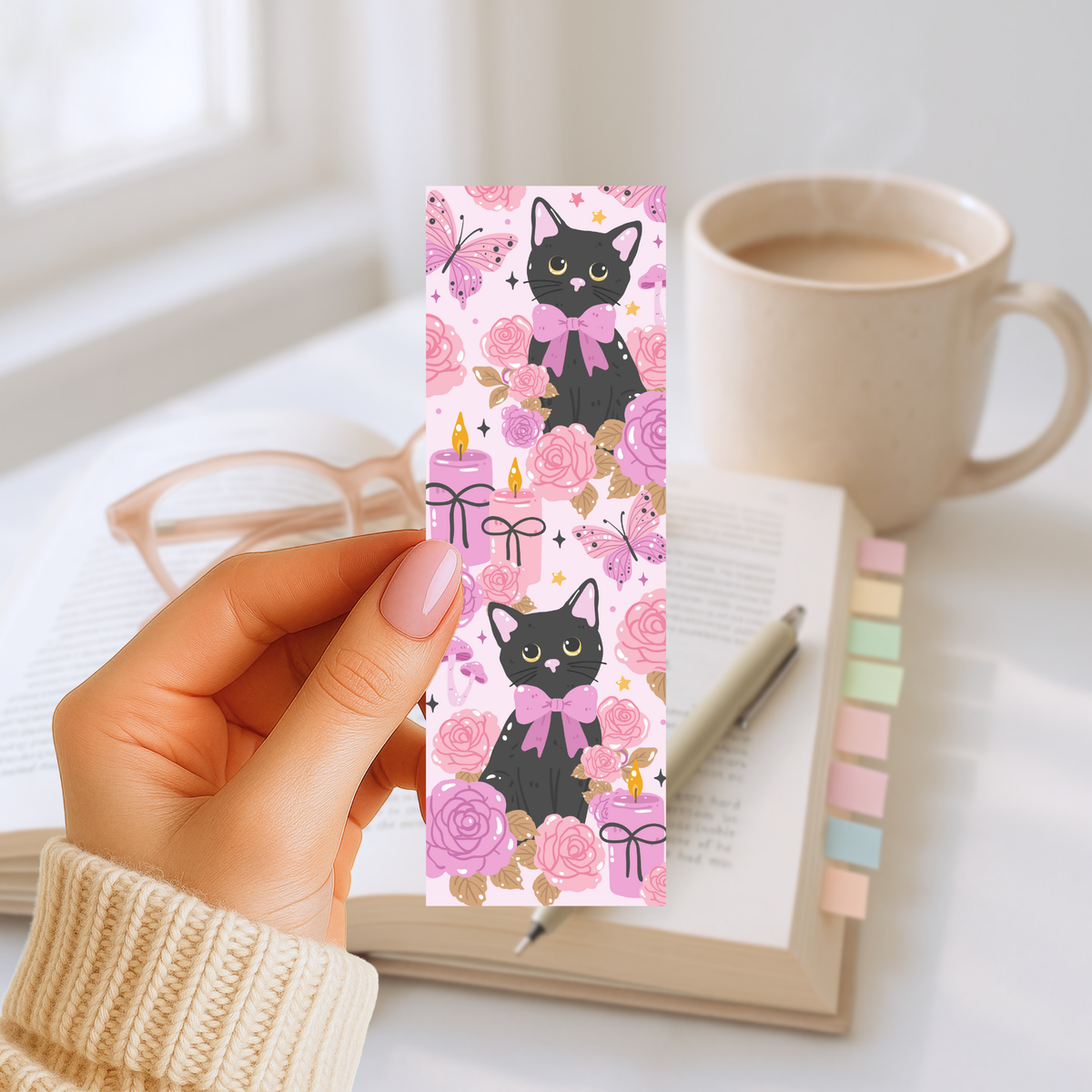 Lesezeichen – Black Cat Floral