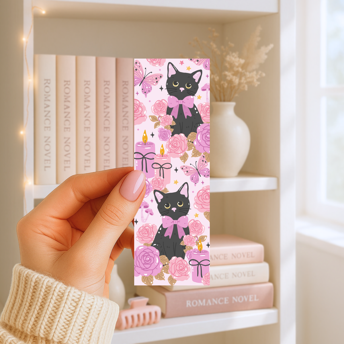 Lesezeichen – Black Cat Floral