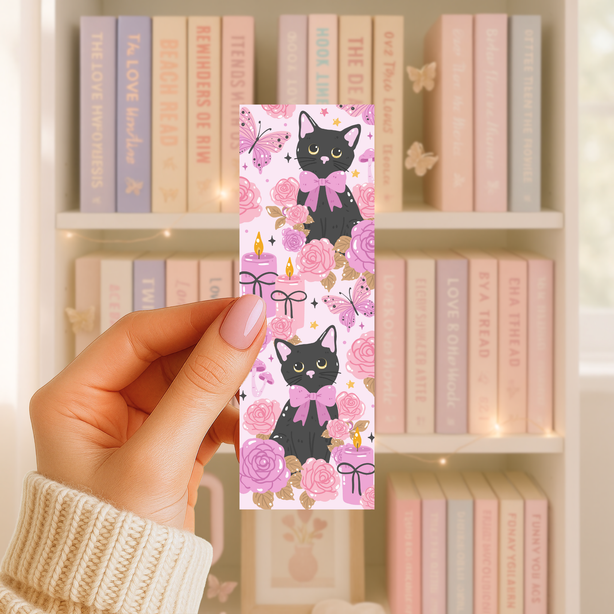 Lesezeichen – Black Cat Floral