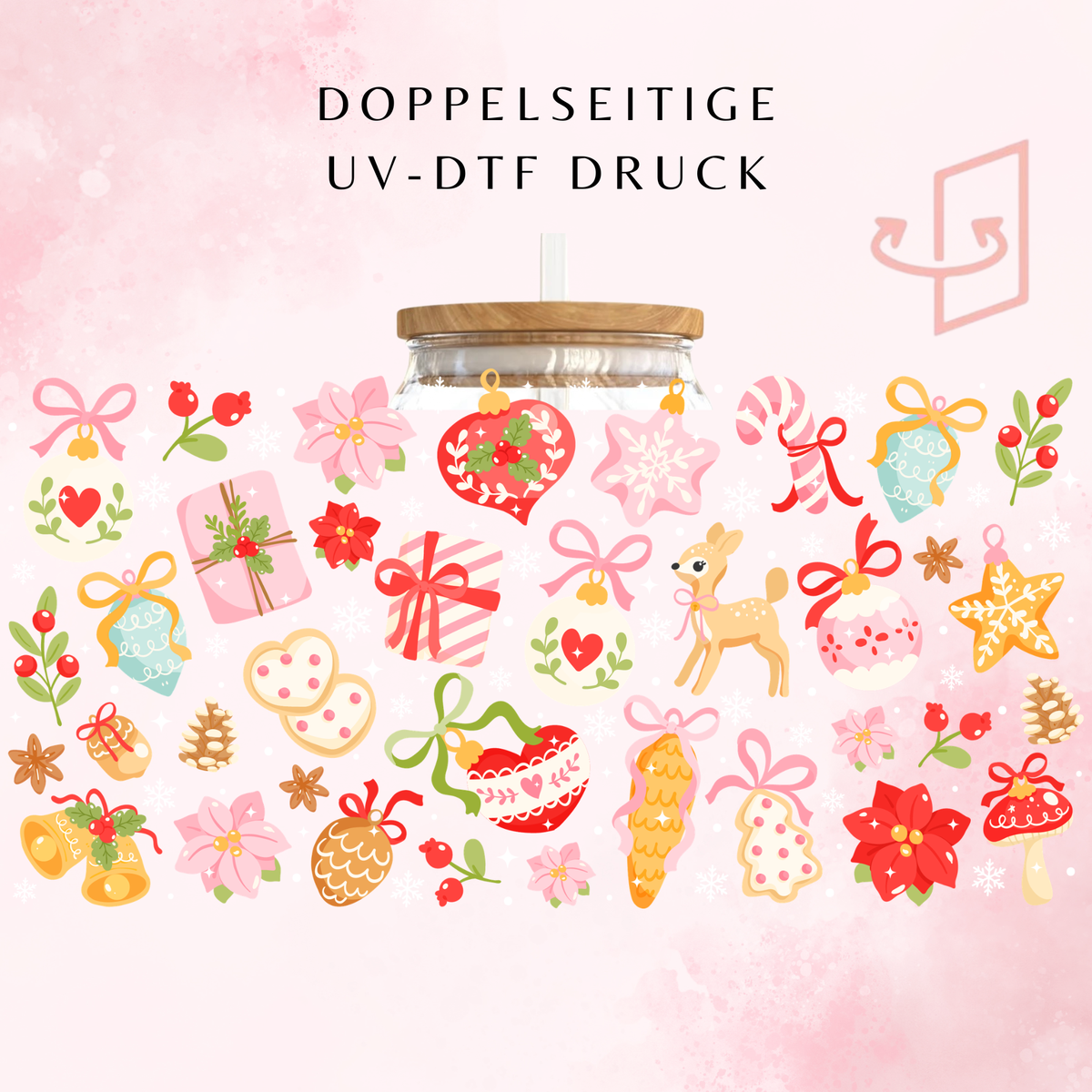 Kawaii Christmas Ornaments Trinkglas | 16 oz