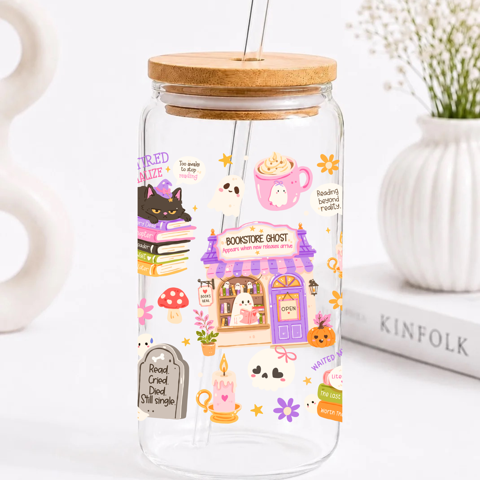 Halloween Books Trinkglas | 16 oz