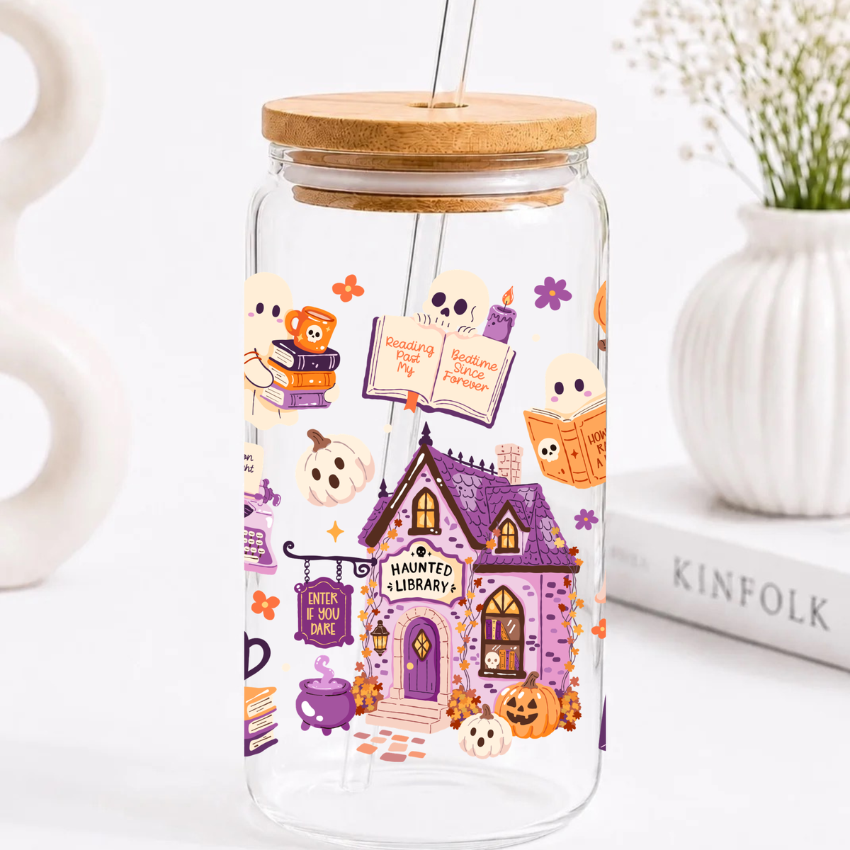Ghostly Book Trinkglas | 16 oz