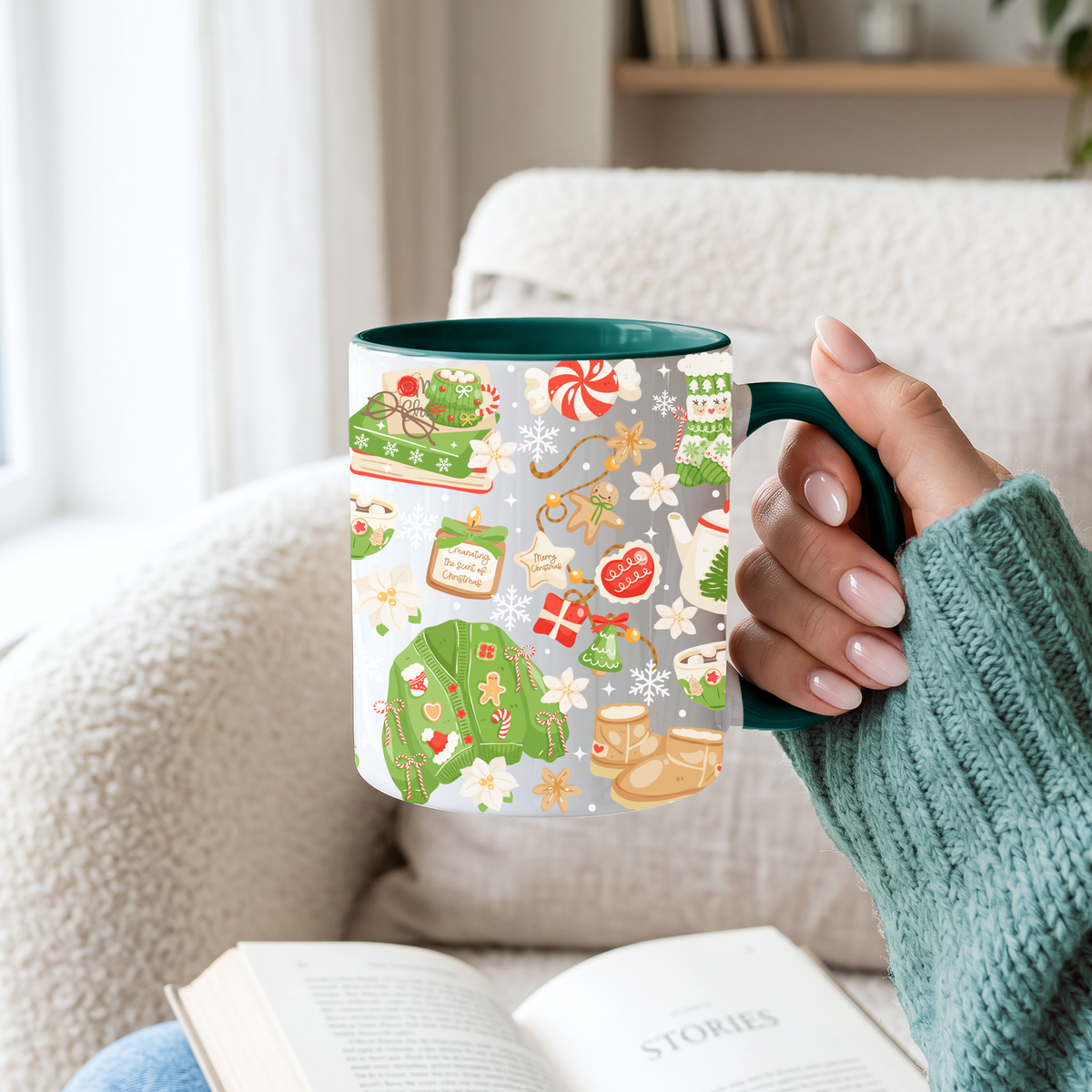 Cozy Green Christmas Keramiktasse | 11 oz