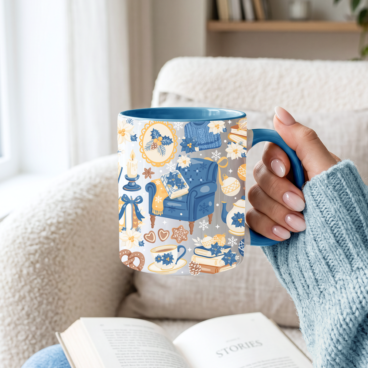 Christmas Frosted Library Keramiktasse | 11 oz