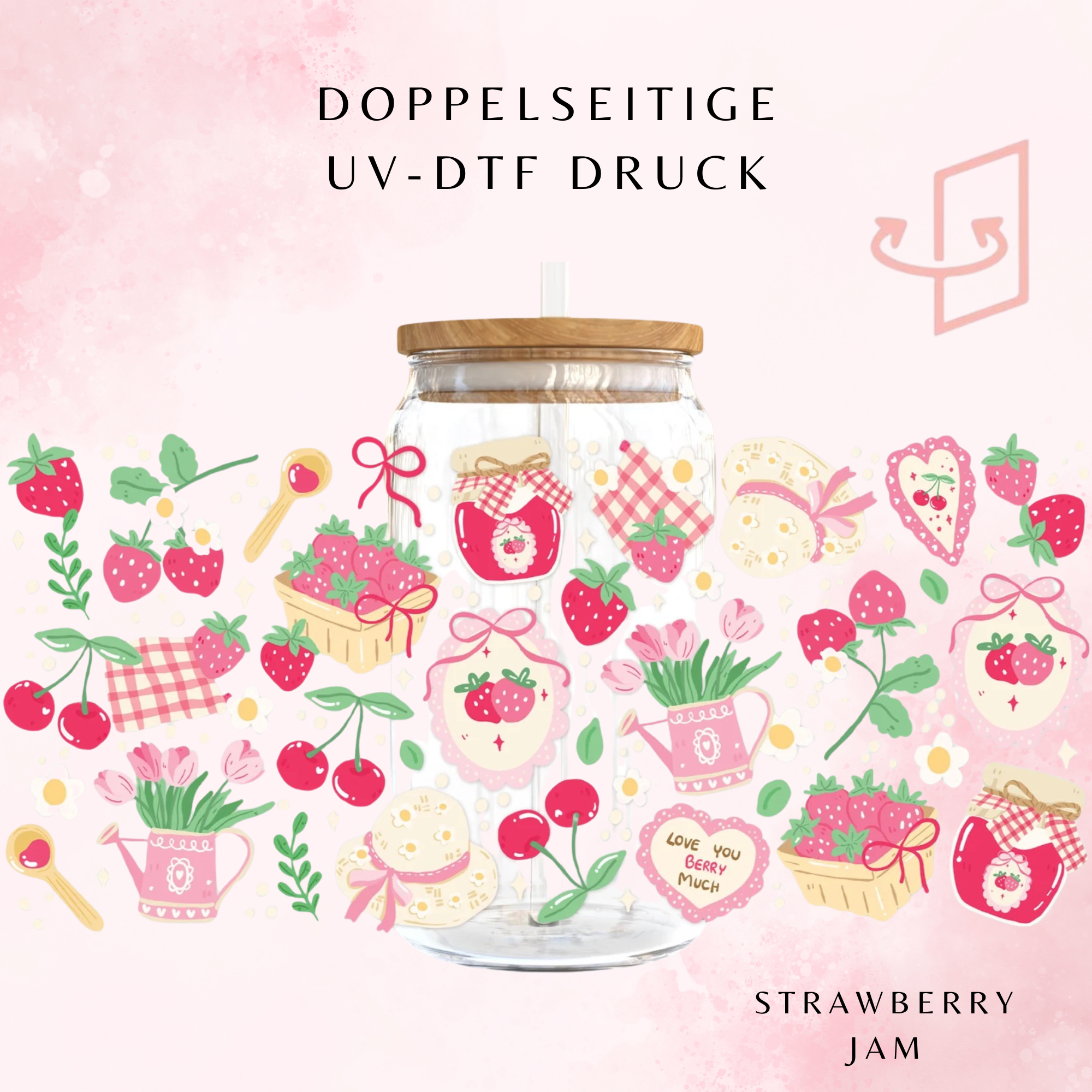 Strawberry Jam Trinkglas 🍓🌸| 16 oz Pre-Order