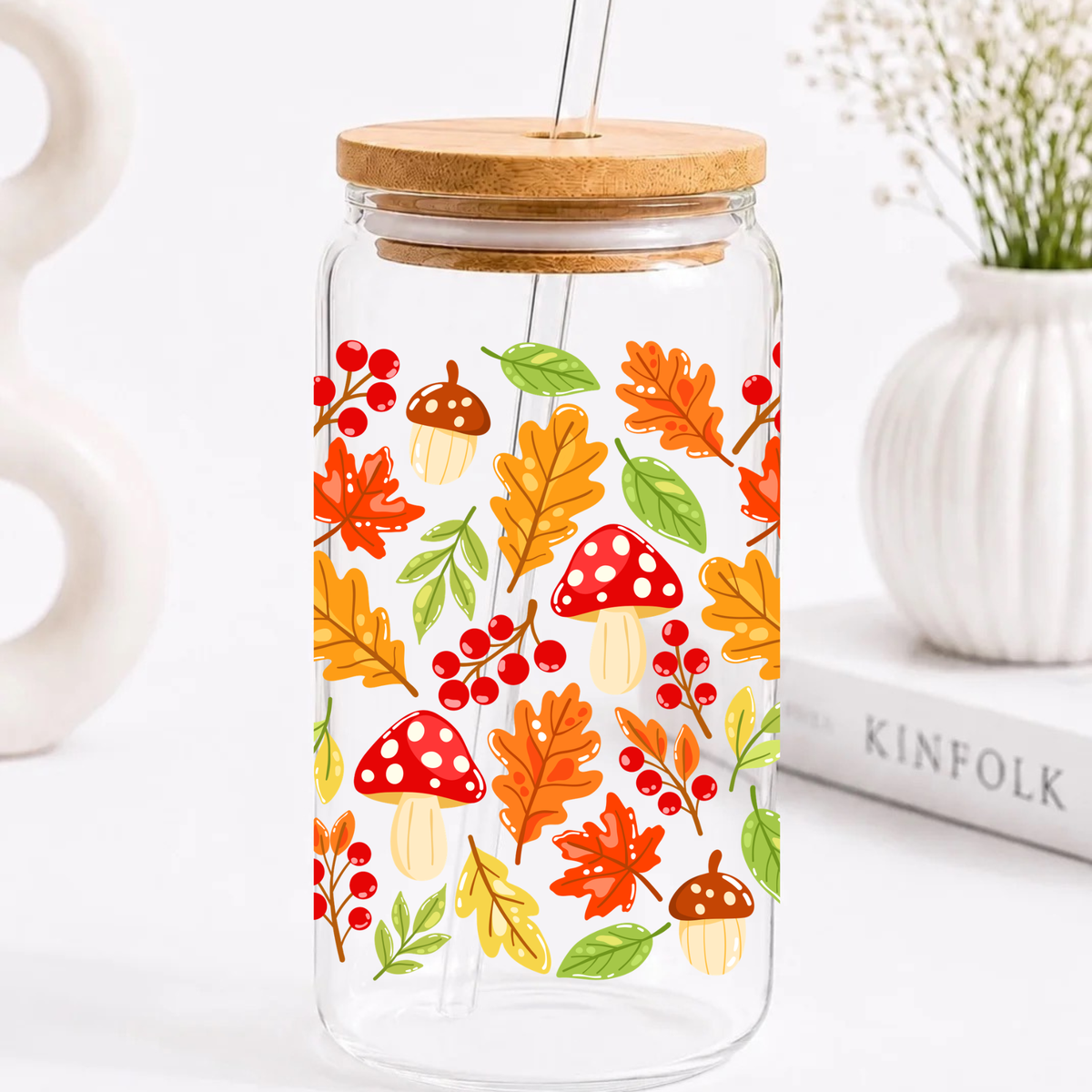 Bunte Herbstblätter Trinkglas | 16 oz