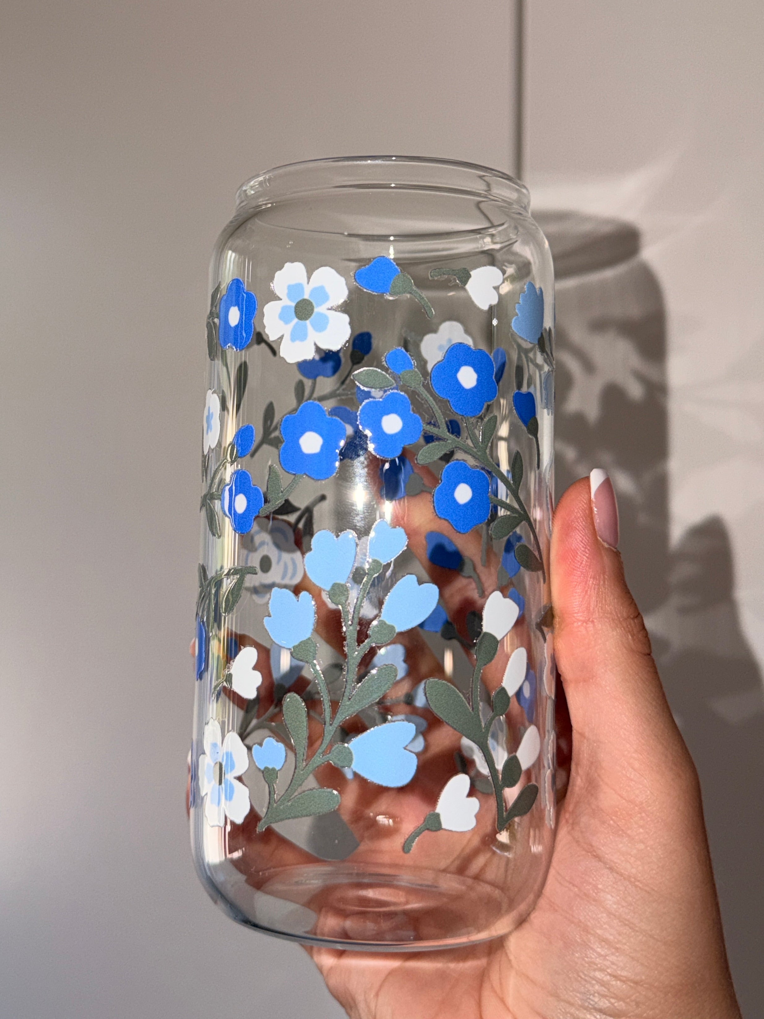 Blue Floral Trinkglas 💙🌼 | 16 oz