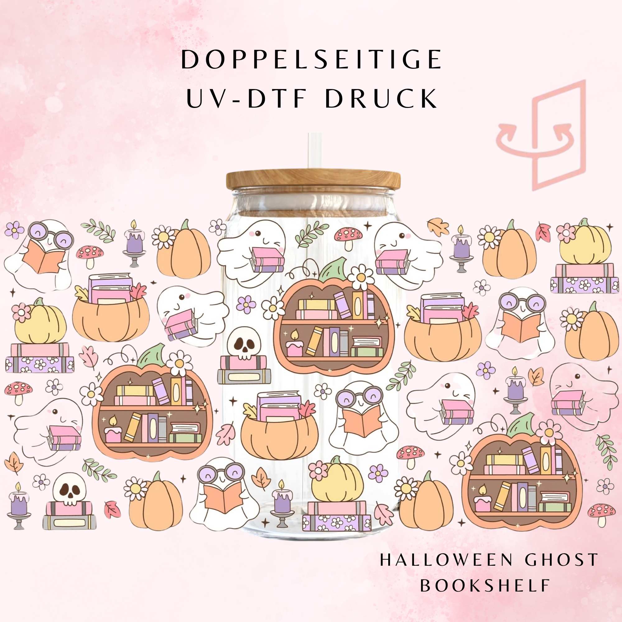 Halloween Ghost Bookshelf Trinkglas | 16 oz