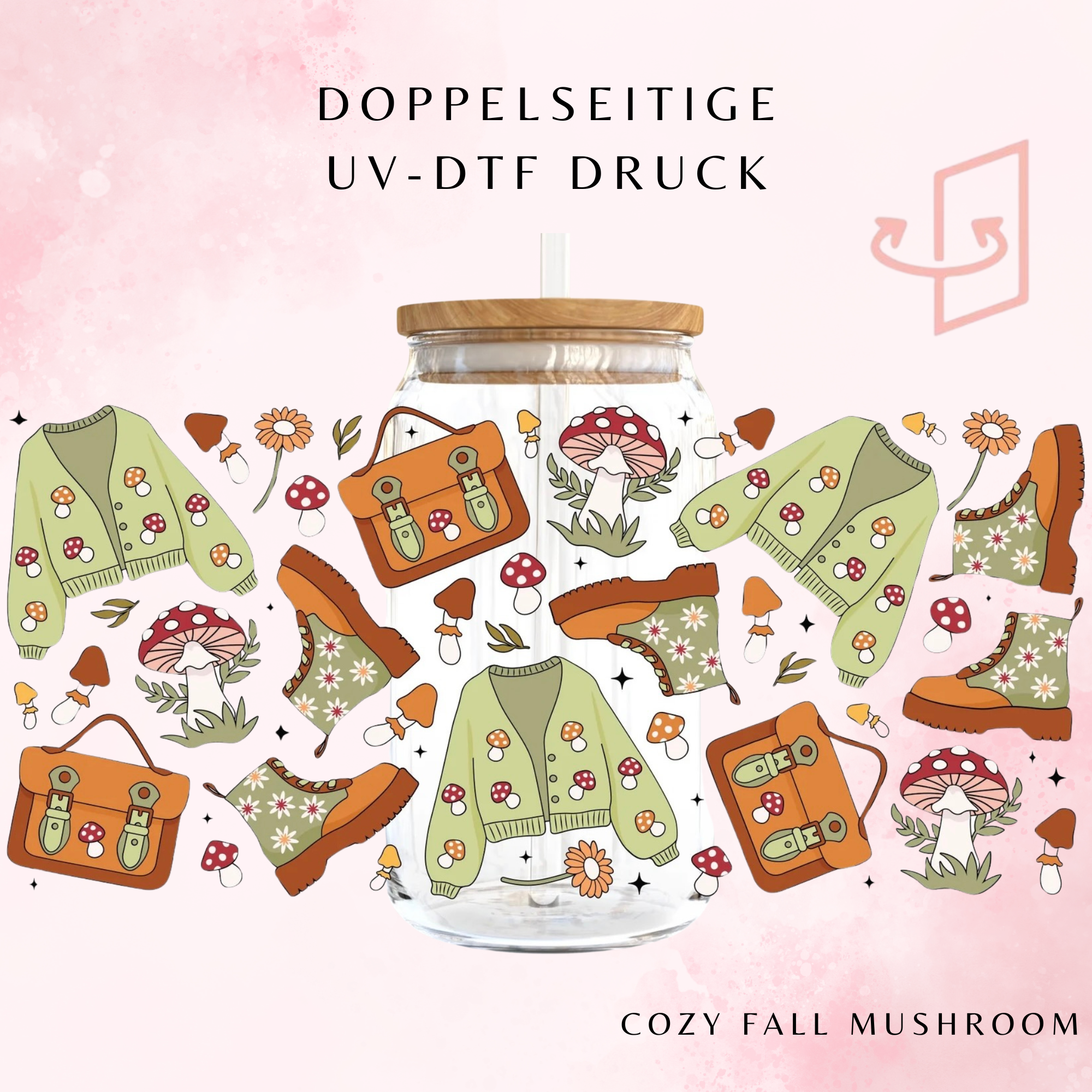 Cozy Fall Mushroom Trinkglas | 16 oz