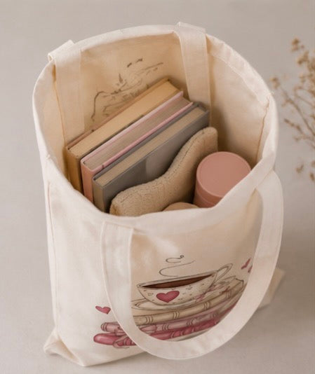 Bücherliebe Tote Bag – Cozy & Stilvoll 📚☕💗