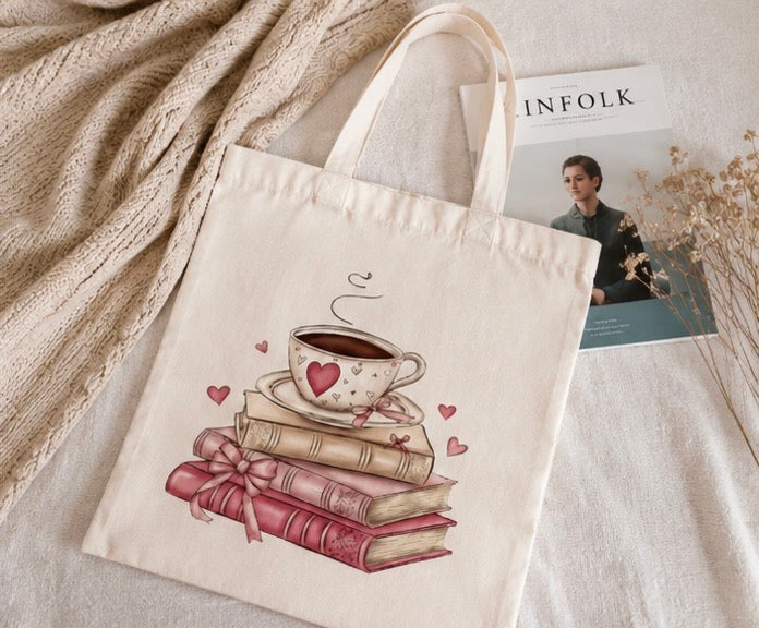 Bücherliebe Tote Bag – Cozy & Stilvoll 📚☕💗