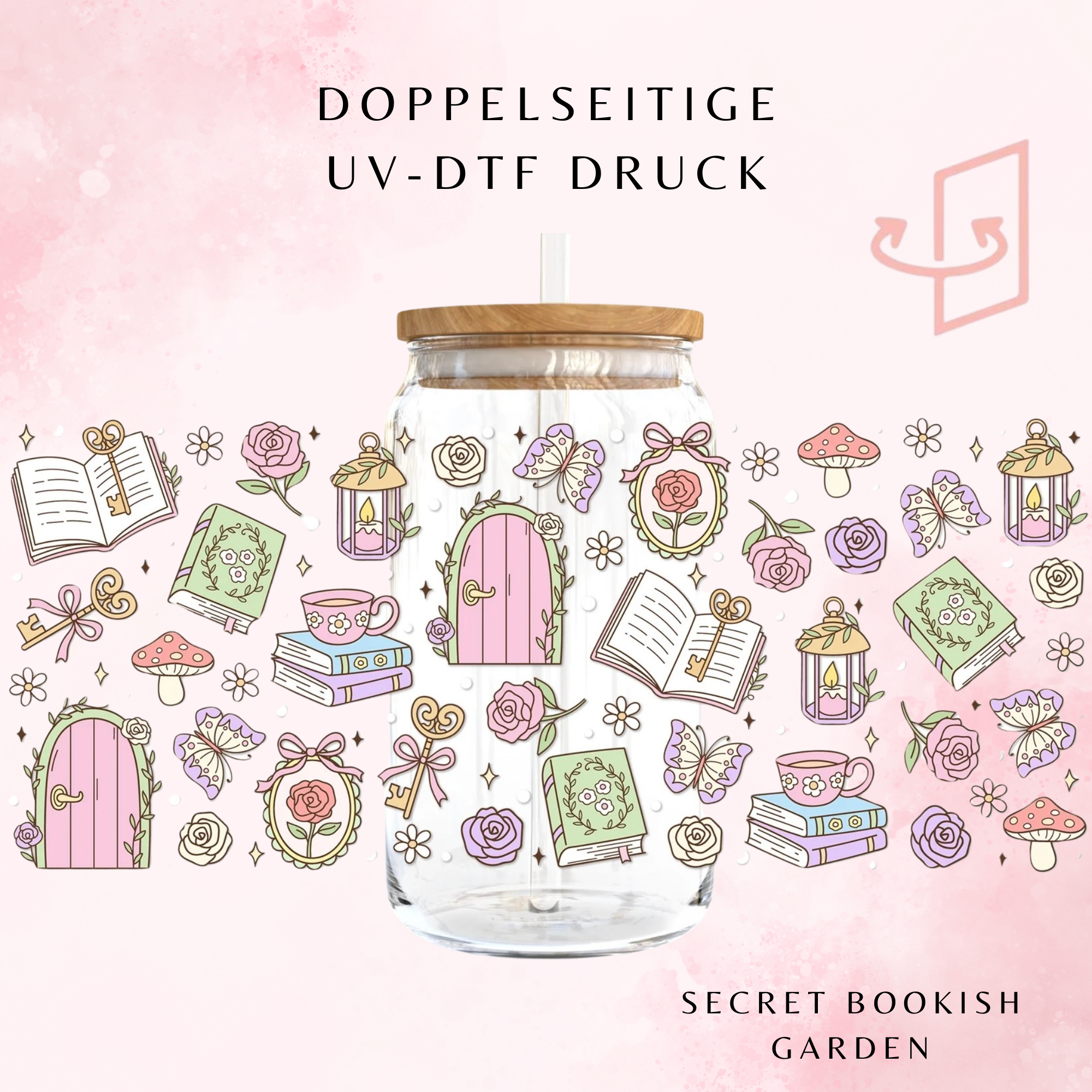 Secret Bookish Garden Trinkglas | 16 oz