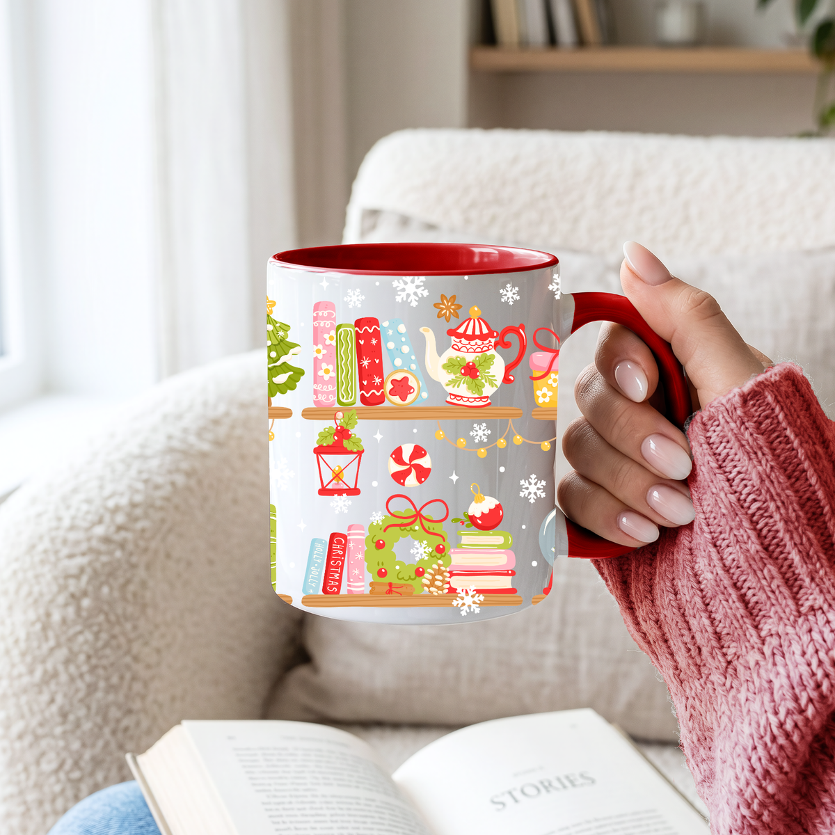 Christmas Bookshelf Keramiktasse | 11 oz