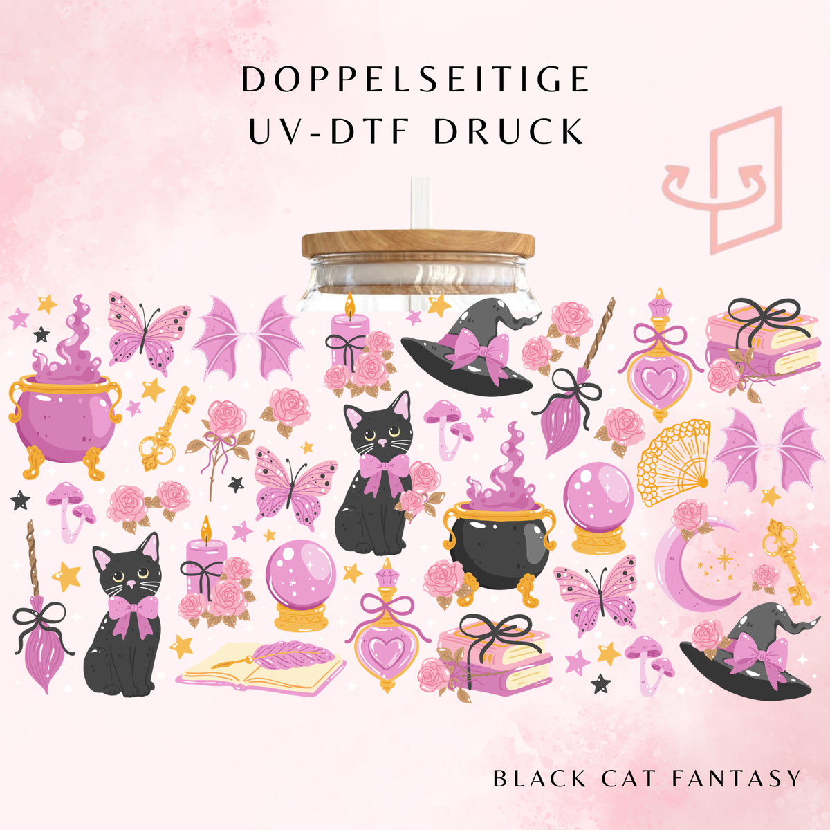 Black Cat Fantasy Trinkglas | 16 oz