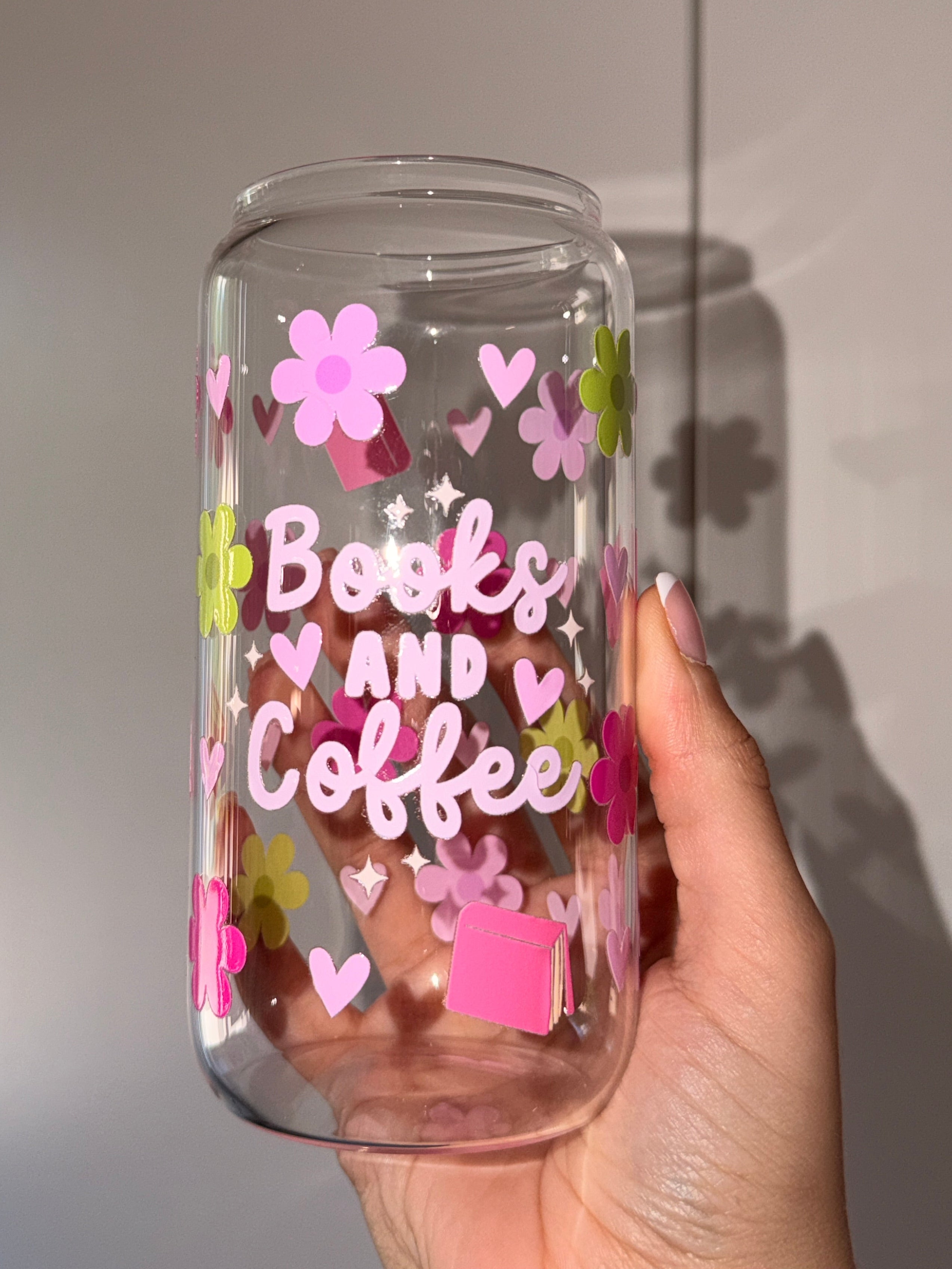 Books and Coffee Glass Cup☕📚  | 16 oz