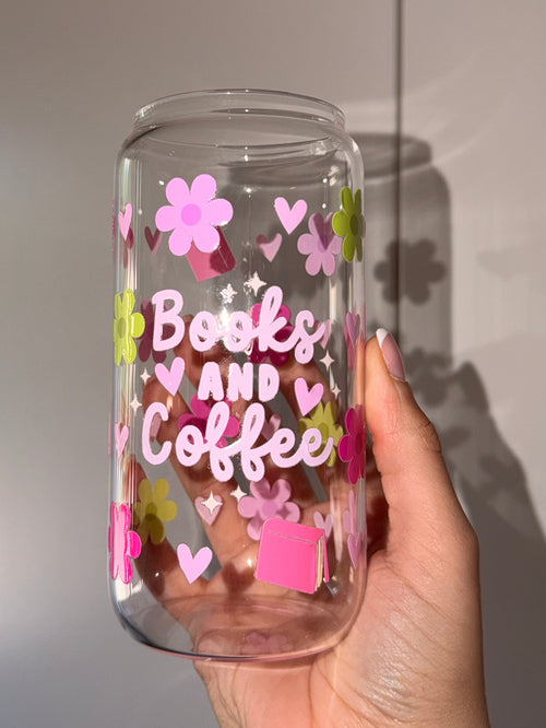 Books and Coffee Glass Cup☕📚  | 16 oz