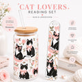 Cat Lovers Reading Set – Trinkglas & Lesezeichen 🖤🎀