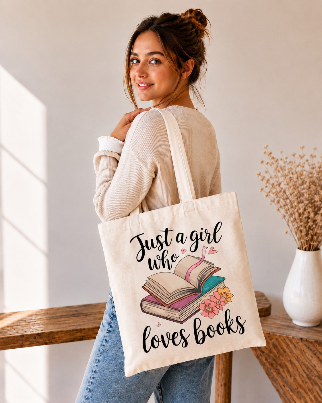 📚 Just a Girl Who Loves Books – Book Lover Tote Bag