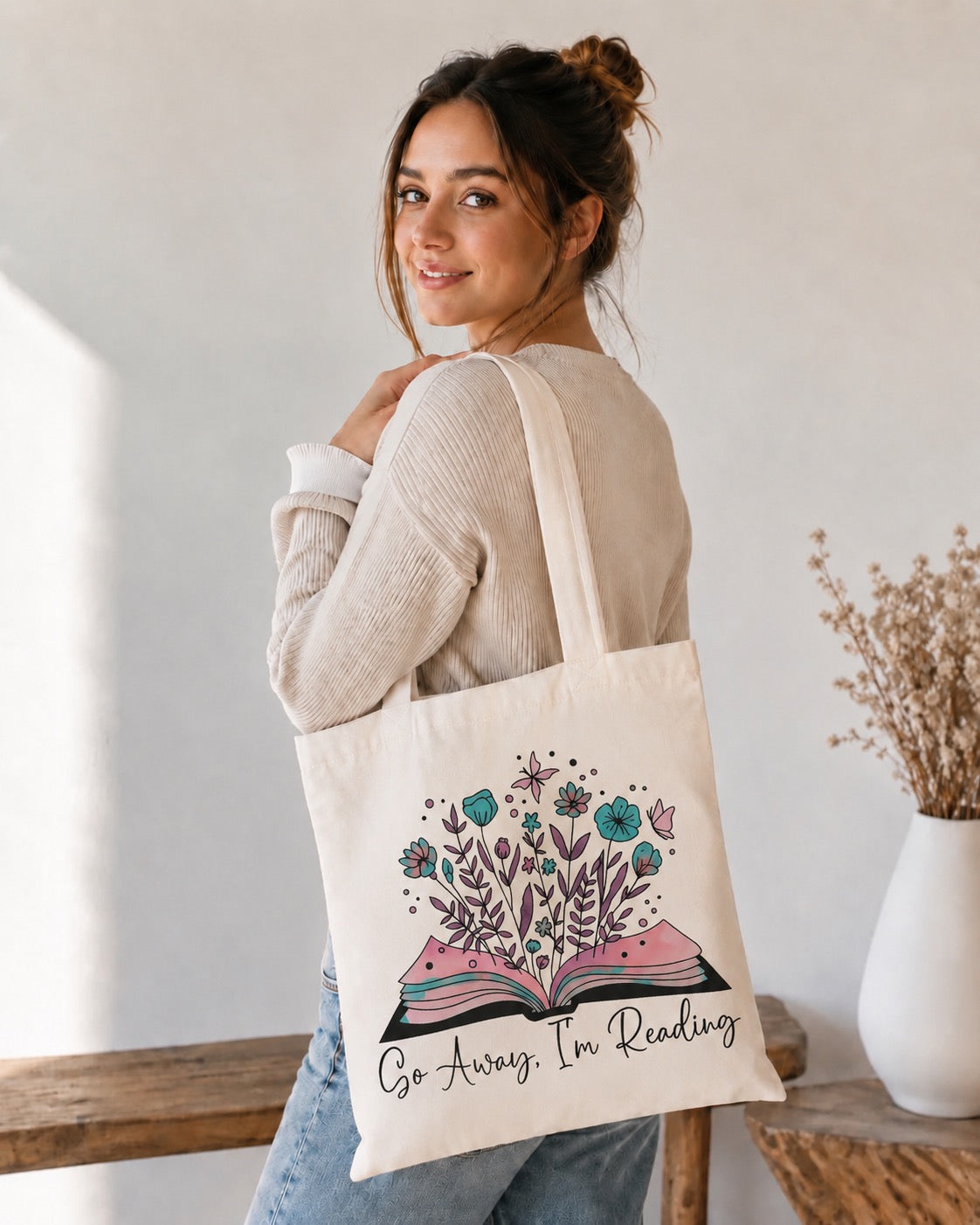 📖 Go Away, I'm Reading – Book Lover Tote Bag