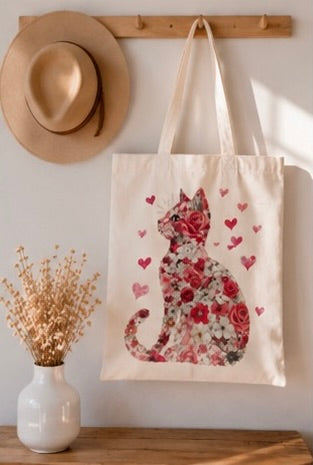🌹🐱 Romantische Katzen Tote Bag – Für Katzenliebhaber mit Herz