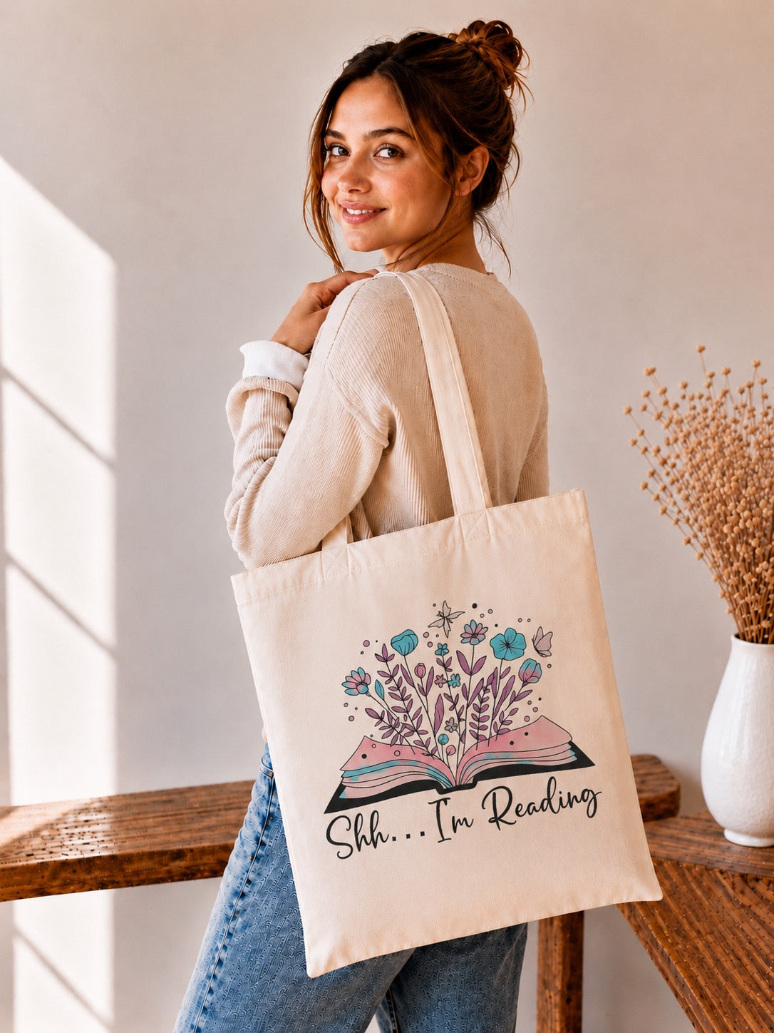 📖 Shh... I'm Reading – Book Lover Tote Bag