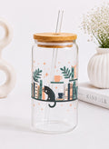 NEU Cat and Book Trinkglas 🐈‍⬛📚 | 16 oz