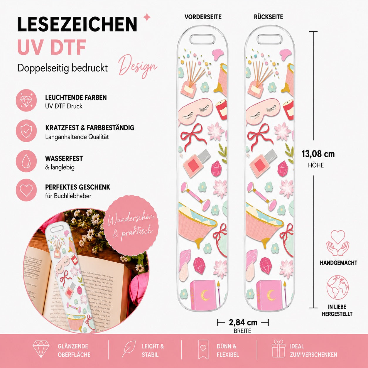 Self-Care Queen Bookmark - UV-DTF 🛁🎀✨