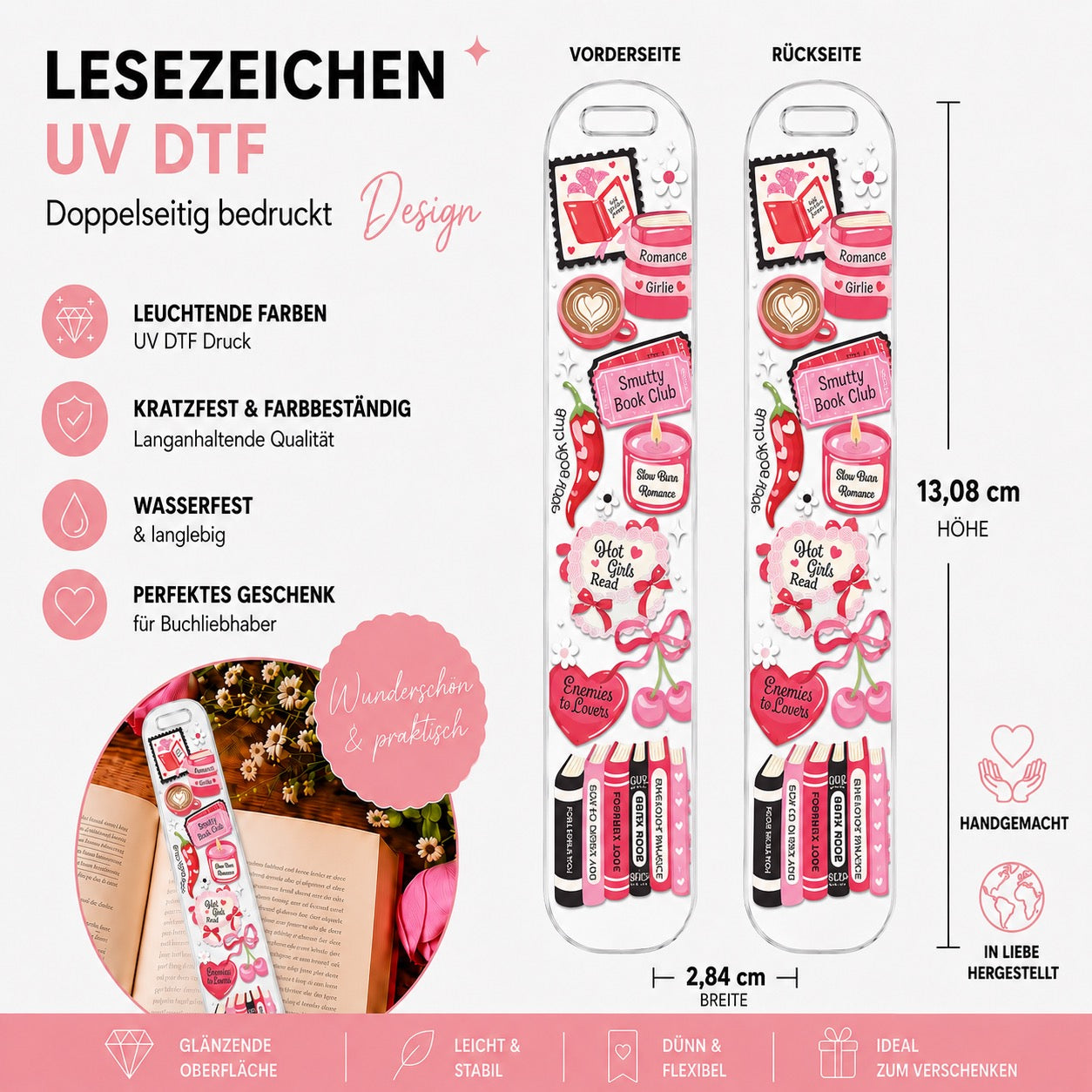 Slow Burn Girlie Reading Set - Trinkglas & Lesezeichen  🎀📚☕