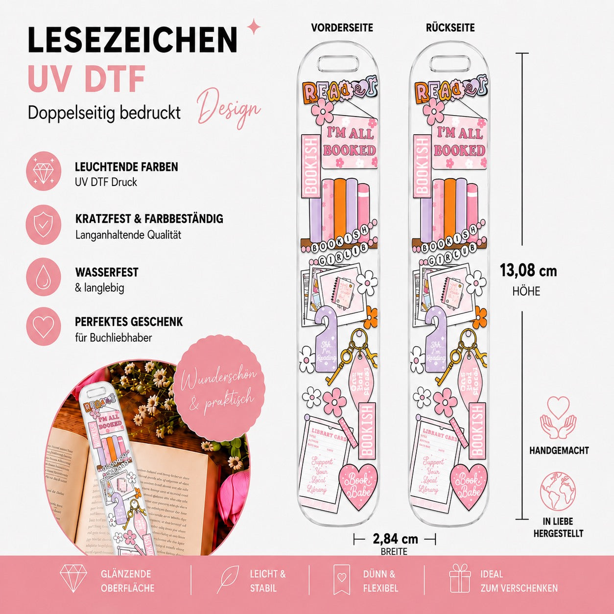 I`m All Booked  Bookmark - UV-DTF  📚🎀💖