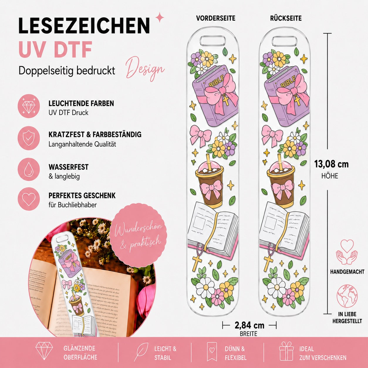 Faith & Flowers Lesezeichen – Christian Coquette Edition ✝️🌸📖