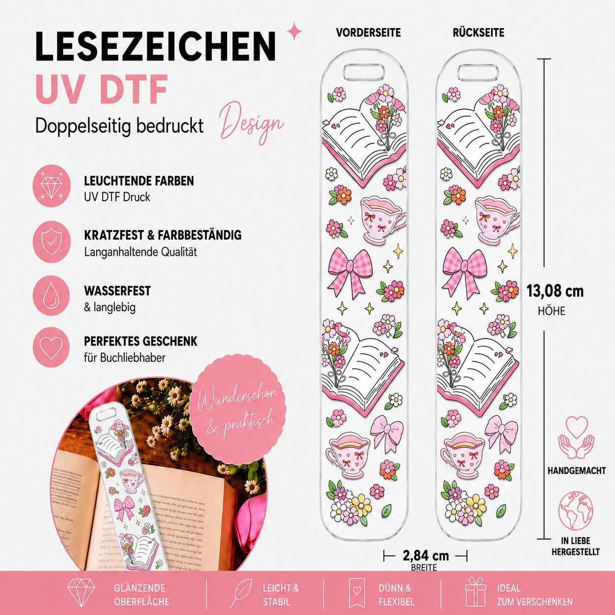 Cozy Floral Reader Lesezeichen – Tea & Books Edition 🌸☕📚