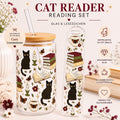 Cat Dark Academia Reading Set – Trinkglas & Lesezeichen🐈📚☕