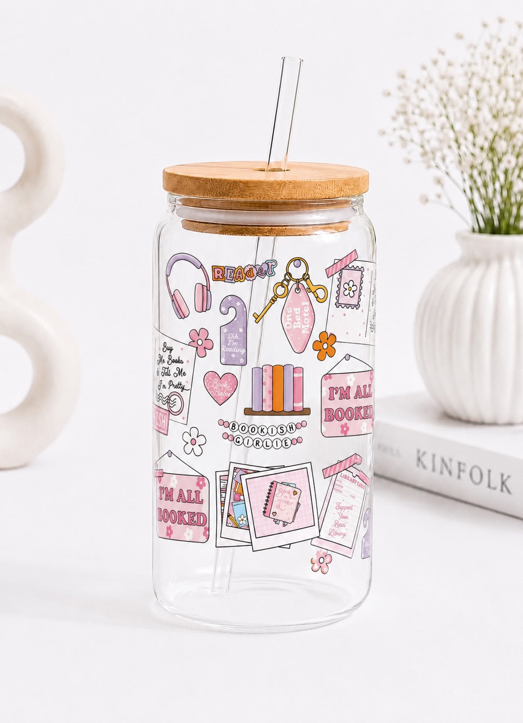 Bookish Girlie Reading Set – Trinkglas & Lesezeichen 📚💕