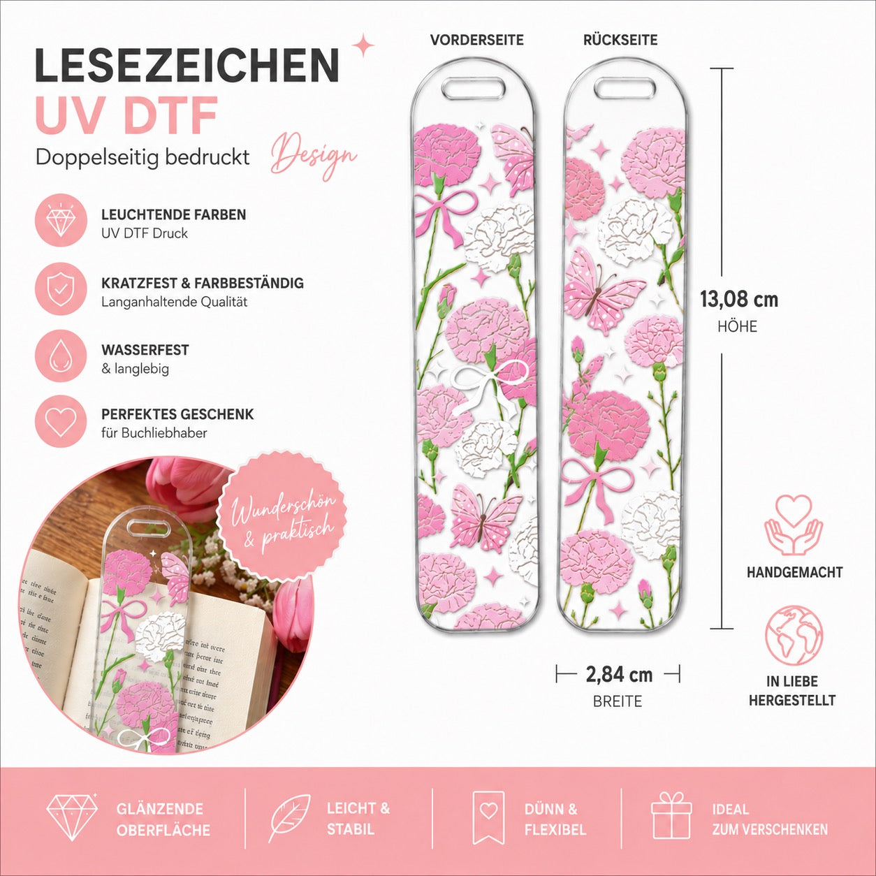 Pink Blossom Reading Set – Trinkglas & Lesezeichen 🌸🎀