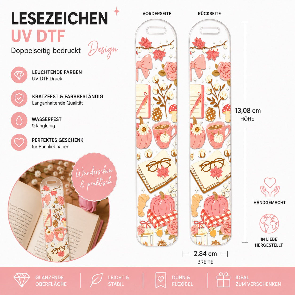 Cozy Autumn Reading Bookmark – UV DTF 🍂📖