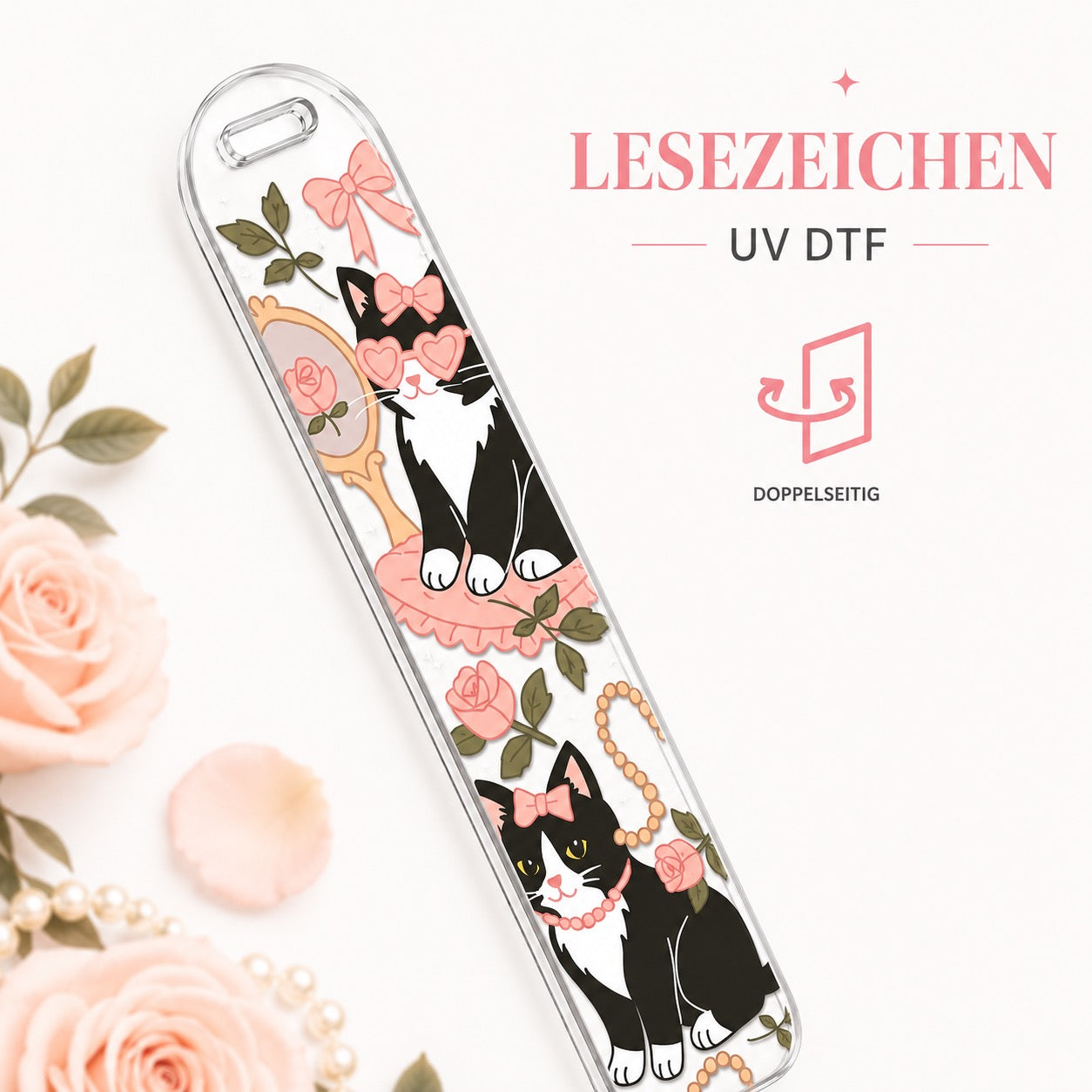 Cat Lovers Reading Set – Trinkglas & Lesezeichen 🖤🎀