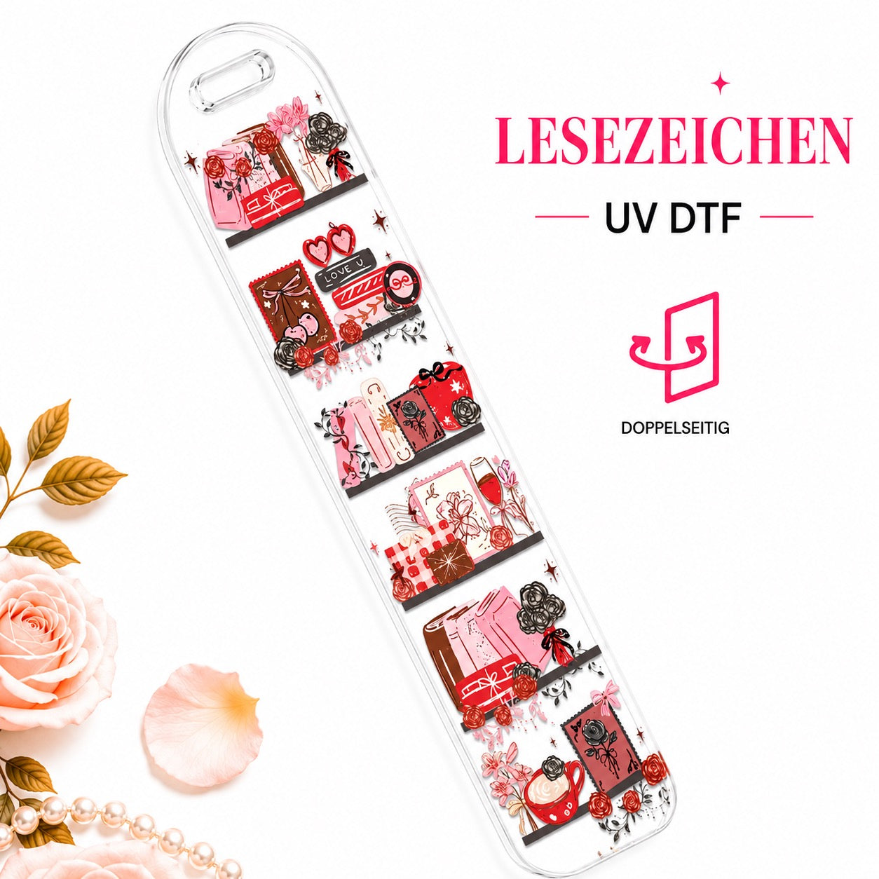Romantic Library Bookmark - UV-DTF