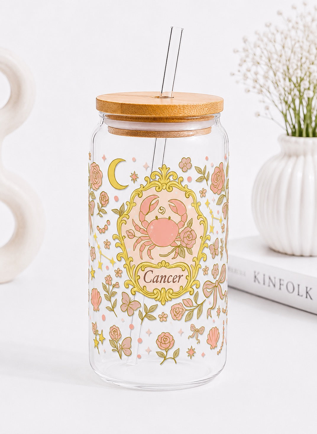 Coquette Cancer Trinkglas – Sternzeichen Krebs | 16 oz