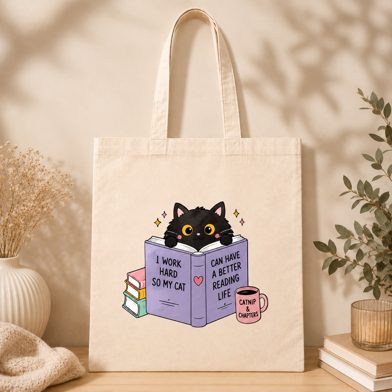 Cat Book Lover – Stofftasche