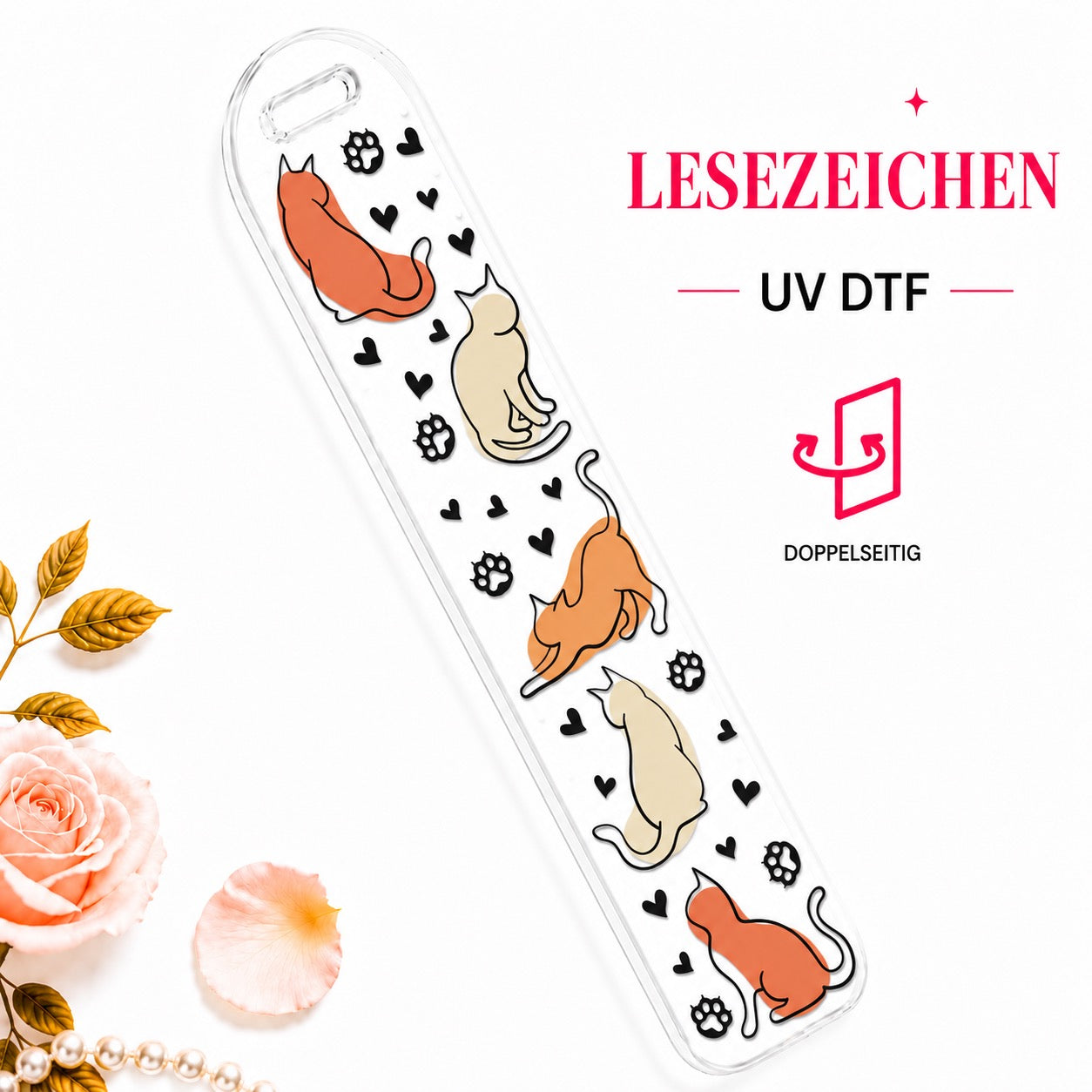 Boho Cat Bookmark - UV-DTF