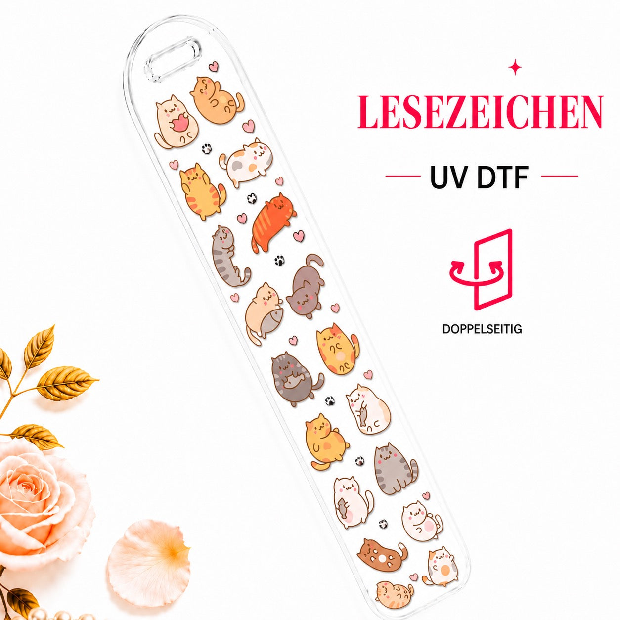 Kawaii Cat Bookmark - UV-DTF