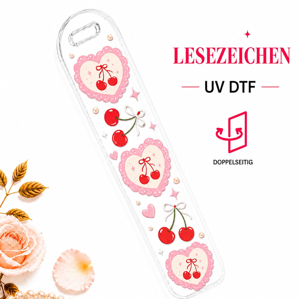 Romantic Cherry Bookmark - UV-DTF