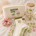 Matcha Selfcare Geschenkset I Trinkglas, Yoga Socken und Beauty Bag I Limited Edition