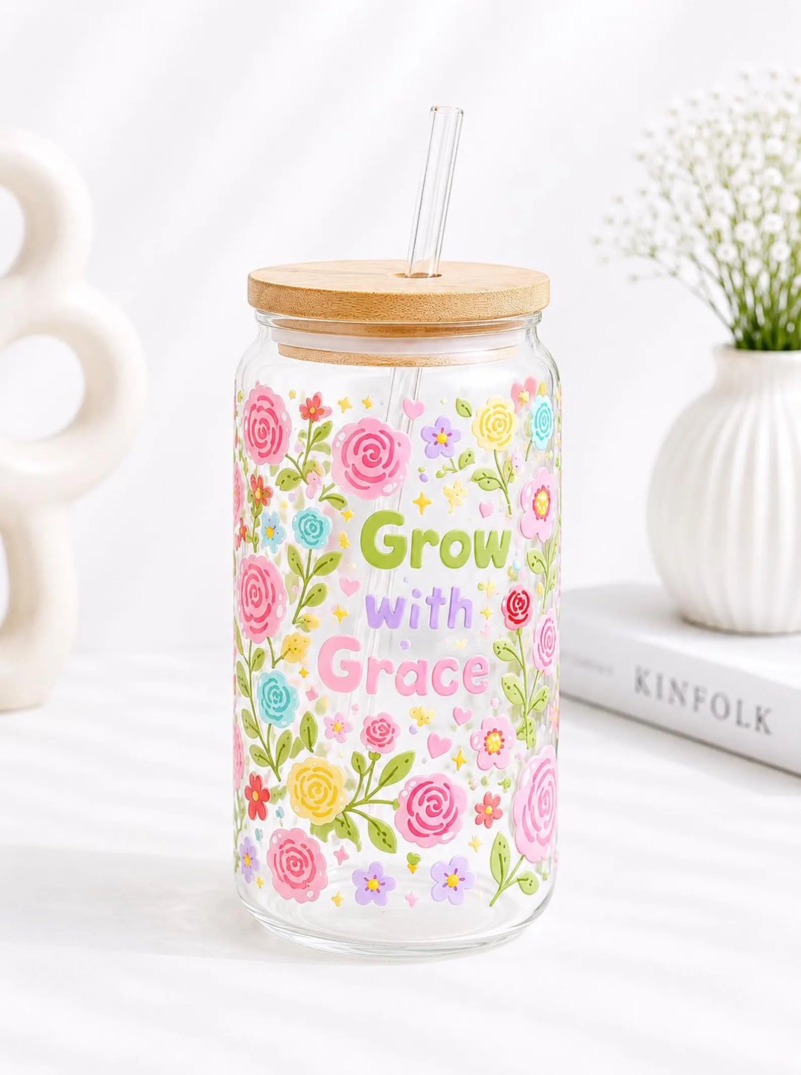 Grow with Grace Trinkglas 🌸✨ | 16 oz