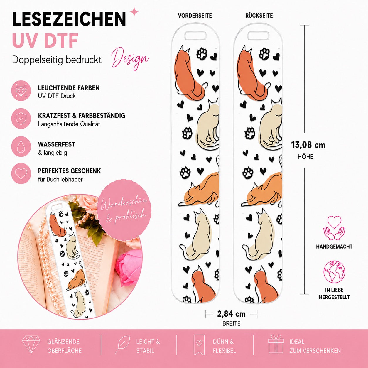 Boho Cat Bookmark - UV-DTF